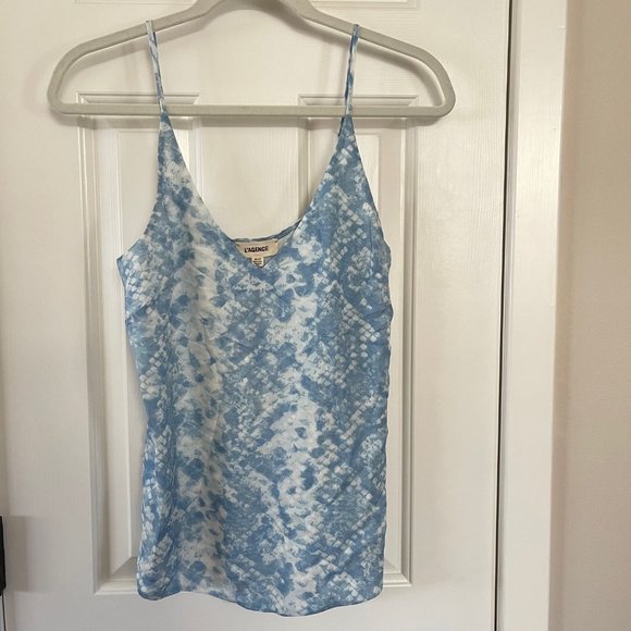 New L'Agence Jane V Neck Silk Tank Top Ivory and Seamist Size XS - Picture 1 of 6